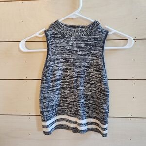 Grey marled mock neck sleeveless top